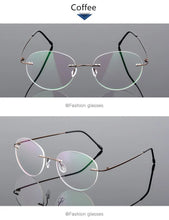 Load image into Gallery viewer, Retro Round Foldable Ultra-light Memory Titanium Alloy Myopia Eyeglasses Rimless Elasticity Optical Glasses Frame Men Eyewear