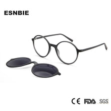 Load image into Gallery viewer, Retro Round Magnetic Clip On Sunglasses TR90 Oval Glasses Frame For Men Women Polarized For Prescription Eyeglasses Monturas