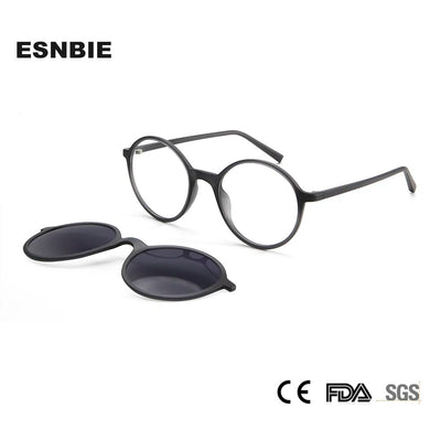Retro Round Magnetic Clip On Sunglasses TR90 Oval Glasses Frame For Men Women Polarized For Prescription Eyeglasses Monturas