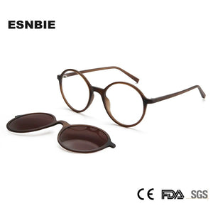 Retro Round Magnetic Clip On Sunglasses TR90 Oval Glasses Frame For Men Women Polarized For Prescription Eyeglasses Monturas