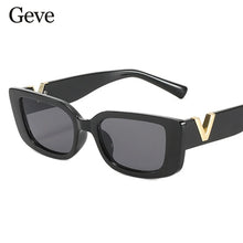 Load image into Gallery viewer, Retro Small Brand Designer Sunglasses Vintage Summer Traveling Rectangle Sun Glasses Lady Black Classic Oculos De Sol UV400