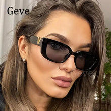 Load image into Gallery viewer, Retro Small Brand Designer Sunglasses Vintage Summer Traveling Rectangle Sun Glasses Lady Black Classic Oculos De Sol UV400