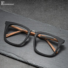 Load image into Gallery viewer, Retro Square Acetate Eyeglasses Frame Wood Grain Design Handmade Men Optical Oculos Reading Prescription Glasses