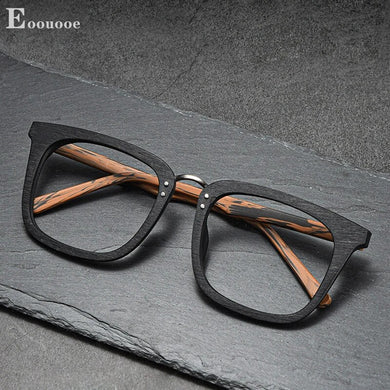 Retro Square Acetate Eyeglasses Frame Wood Grain Design Handmade Men Optical Oculos Reading Prescription Glasses