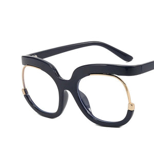 Retro Square Rainbow Flat Mirror Glass Women    Big Round Frame Clear Glasses Frame Myopia Fashion Eyeglasses Frames