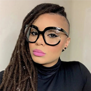 Retro Square Rainbow Flat Mirror Glass Women    Big Round Frame Clear Glasses Frame Myopia Fashion Eyeglasses Frames