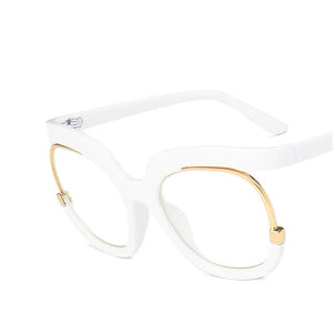 Retro Square Rainbow Flat Mirror Glass Women    Big Round Frame Clear Glasses Frame Myopia Fashion Eyeglasses Frames