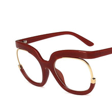 Load image into Gallery viewer, Retro Square Rainbow Flat Mirror Glass Women    Big Round Frame Clear Glasses Frame Myopia Fashion Eyeglasses Frames