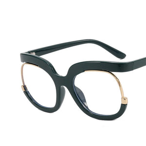 Retro Square Rainbow Flat Mirror Glass Women    Big Round Frame Clear Glasses Frame Myopia Fashion Eyeglasses Frames