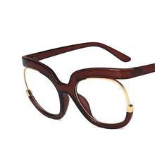 Load image into Gallery viewer, Retro Square Rainbow Flat Mirror Glass Women    Big Round Frame Clear Glasses Frame Myopia Fashion Eyeglasses Frames