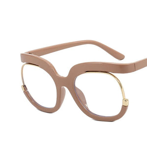 Retro Square Rainbow Flat Mirror Glass Women    Big Round Frame Clear Glasses Frame Myopia Fashion Eyeglasses Frames