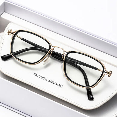 Montature per occhiali dal design retrò Steam Punk da vista ottica da uomo e da donna, occhiali da vista per computer con gamba in acetato anti luce blu