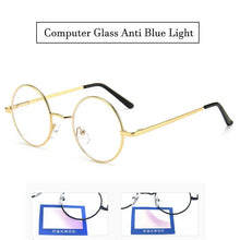 Load image into Gallery viewer, Retro Vintage Gaming Computer Glasses for Women Men Anti Blue Light Metal Frame Clear Lens Round Circle Eyeglasses Eyewear