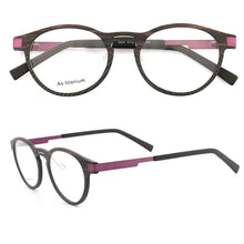 Load image into Gallery viewer, Retro Women Eyeglass Frame Men Round Optical Glasses Frames  Light Carbon Fiber Spectacles Rx Eyewear Purple Gold Vintage