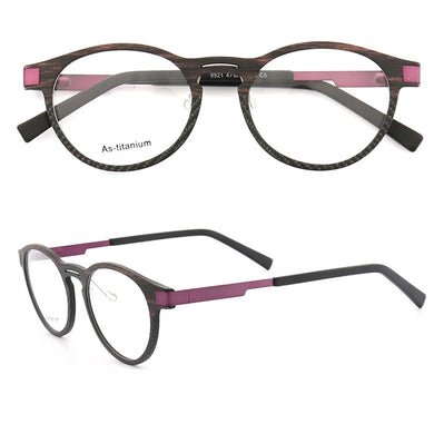 Retro Women Eyeglass Frame Men Round Optical Glasses Frames  Light Carbon Fiber Spectacles Rx Eyewear Purple Gold Vintage
