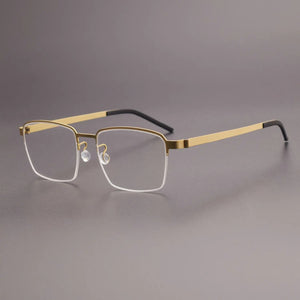 Retro art college style eyewear Read optical myopia eyeglasses Pure titanium business Japanese square super light glasses frame