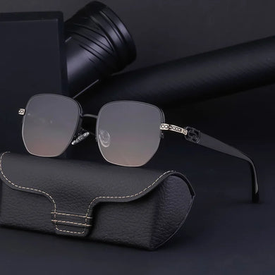 Retro box sunglasses for men's personalized half frame driving sunglasses for men's