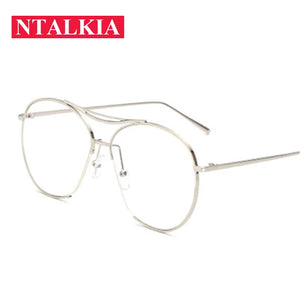 Retro design Big Metal Frame for Women glasses transparent unisex student Spectacles men male adorn eyeglasses computer eyewear