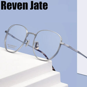 Reven Jate 2048T Round Optical Glasses Pure Titanium Frame Prescription Eyeglasses Rx Women for Female Eyewear