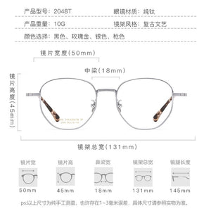 Reven Jate 2048T Round Optical Glasses Pure Titanium Frame Prescription Eyeglasses Rx Women for Female Eyewear
