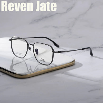 Reven Jate 21003 polygon Optical Glasses Pure Titanium Frame Prescription Eyeglasses Rx Women for Female Eyewear