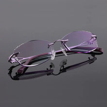 Carica l&#39;immagine nel visualizzatore di Gallery, Reven Jate 2123 Pure Titanium Rimless Diamond Cutting Woman Glasses Frame Optical Prescription Eyeglasses Women Eyewear Fashion