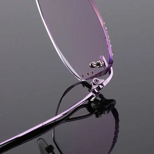 Reven Jate 2123 Pure Titanium Rimless Diamond Cutting Woman Glasses Frame Optical Prescription Eyeglasses Women Eyewear Fashion