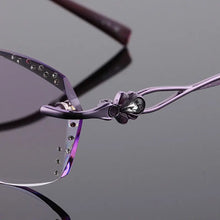 Carica l&#39;immagine nel visualizzatore di Gallery, Reven Jate 2123 Pure Titanium Rimless Diamond Cutting Woman Glasses Frame Optical Prescription Eyeglasses Women Eyewear Fashion