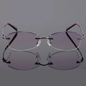 Reven Jate 2123 Pure Titanium Rimless Diamond Cutting Woman Glasses Frame Optical Prescription Eyeglasses Women Eyewear Fashion
