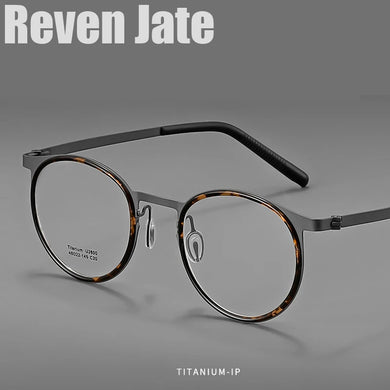 Reven Jate 2600 Optical Pure Titanium Round  Frame Prescription Eyeglasses Rx Men or Women Glasses for Male Female Eyewear