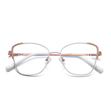 Carica l&#39;immagine nel visualizzatore di Gallery, Reven Jate 3014 Anti Blue Ray Light Blocking Full Rim Alloy Metal Eyeglasses Frame for Women Optical Eyewear Glasses Frame