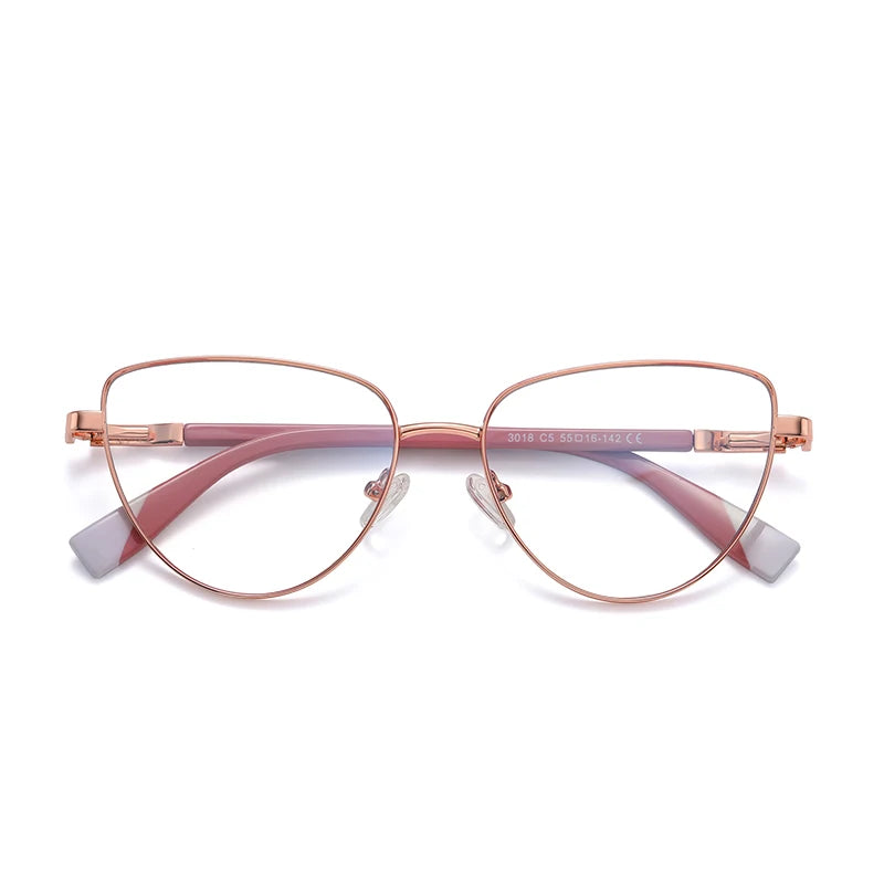 Reven Jate 3018 Anti Blue Ray Light Blocking Full Rim Alloy Metal Eyeglasses Frame for Women Optical Eyewear Glasses Frame