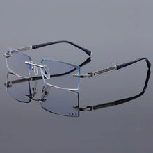 Load image into Gallery viewer, Reven Jate 58130 Pure Titanium Rimless Diamond Cutting Man Glasses Frame Optical Prescription Eyeglasses Men Eyewear Fashion