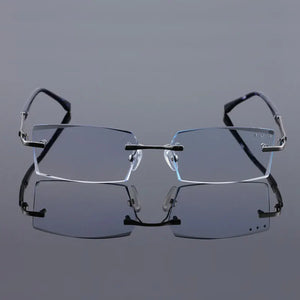 Reven Jate 58130 Pure Titanium Rimless Diamond Cutting Man Glasses Frame Optical Prescription Eyeglasses Men Eyewear Fashion