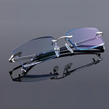 Load image into Gallery viewer, Reven Jate 58130 Pure Titanium Rimless Diamond Cutting Man Glasses Frame Optical Prescription Eyeglasses Men Eyewear Fashion