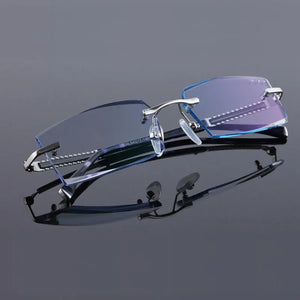 Reven Jate 58130 Pure Titanium Rimless Diamond Cutting Man Glasses Frame Optical Prescription Eyeglasses Men Eyewear Fashion
