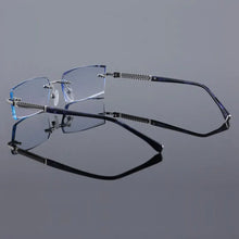 Load image into Gallery viewer, Reven Jate 58130 Pure Titanium Rimless Diamond Cutting Man Glasses Frame Optical Prescription Eyeglasses Men Eyewear Fashion