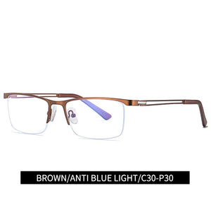 Reven Jate 5916 Half Rim Alloy Front Flexible Plastic TR-90 Temple Legs Optical Eyeglasses Frame for Men and Women Eyewear