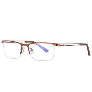 Reven Jate 5916 Half Rim Alloy Front Flexible Plastic TR-90 Temple Legs Optical Eyeglasses Frame for Men and Women Eyewear