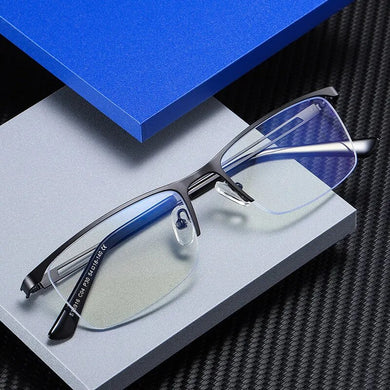 Reven Jate 5916 Half Rim Alloy Front Flexible Plastic TR-90 Temple Legs Optical Eyeglasses Frame for Men and Women Eyewear