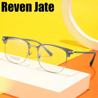 Reven Jate 6130 Acetate Titanium Glasses Frame Men Retro Prescription Eyeglasses Women 2022 Vintage Myopia Optical Eyewear