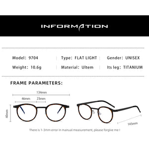 Reven Jate 9704 Optical Pure Titanium Round  Frame Prescription Eyeglasses Rx Men or Women Glasses for Male Female Eyewear
