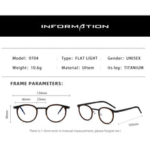 Carica l&#39;immagine nel visualizzatore di Gallery, Reven Jate 9704 Optical Pure Titanium Round  Frame Prescription Eyeglasses Rx Men or Women Glasses for Male Female Eyewear