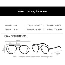 Carica l&#39;immagine nel visualizzatore di Gallery, Reven Jate 9745 Optical Pure Titanium Round  Frame Prescription Eyeglasses Rx Men or Women Glasses for Male Female Eyewear