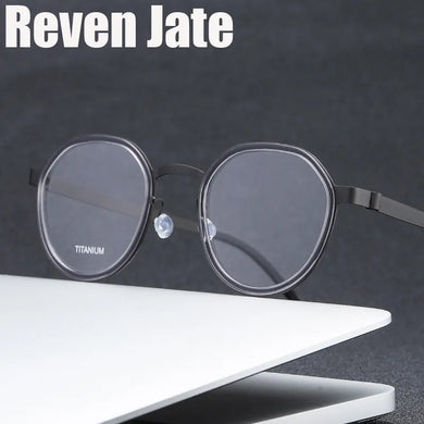 Reven Jate 9759 Optical Pure Titanium Round Frame Prescription Eyeglasses Rx Men or Women Glasses for Male Female Eyewear
