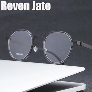 Reven Jate 9759 Optical Pure Titanium Round Frame Prescription Eyeglasses Rx Men or Women Glasses for Male Female Eyewear