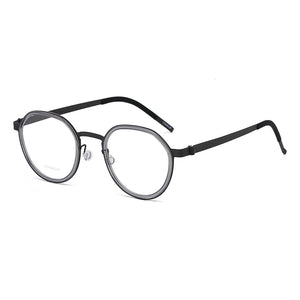 Reven Jate 9759 Optical Pure Titanium Round Frame Prescription Eyeglasses Rx Men or Women Glasses for Male Female Eyewear