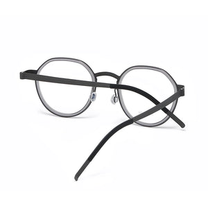 Reven Jate 9759 Optical Pure Titanium Round Frame Prescription Eyeglasses Rx Men or Women Glasses for Male Female Eyewear