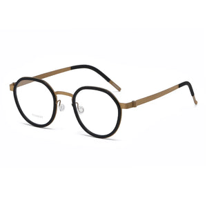 Reven Jate 9759 Optical Pure Titanium Round Frame Prescription Eyeglasses Rx Men or Women Glasses for Male Female Eyewear