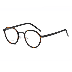 Reven Jate 9759 Optical Pure Titanium Round Frame Prescription Eyeglasses Rx Men or Women Glasses for Male Female Eyewear